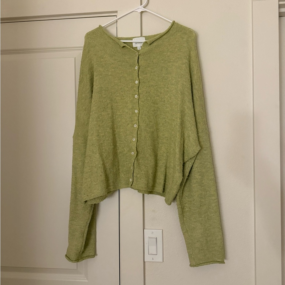 Things between Light Green Button-Front Women's Knit Top